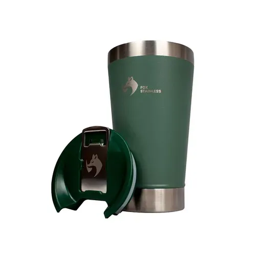 Copo Trmico Fox Stainless Quente E Frio Com Tampa 473ml Verde