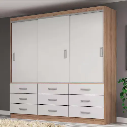 Guarda-roupa Casal Isabela 3 Pt 9 Gv Off White - Marrom