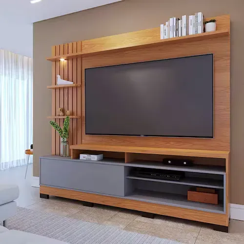 Estante Para Home Theater E Tv At 65 Polegadas Com Led Ei Freij E Cinza - Marrom