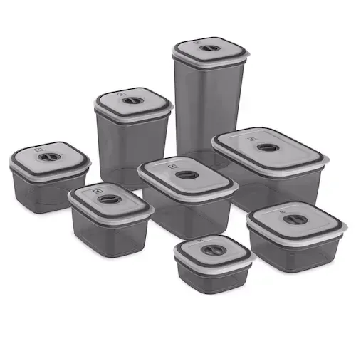 Conjunto De Potes Hermticos Electrolux De Plstico Cinza Escuro Retangular - 8 Unidades