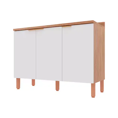 Balco Triplo Bartira Topzio Up Com 3 Portas E 1 Prateleira - 120,1cm De Largura - Damasco/branco Fosco