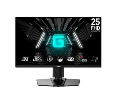 Monitor Gamer Msi G255pf E2 25" Fhd, Tela Flat, Ips, 180hz, 1ms, Dp E Hdmi, Anti-reflexo, Preto