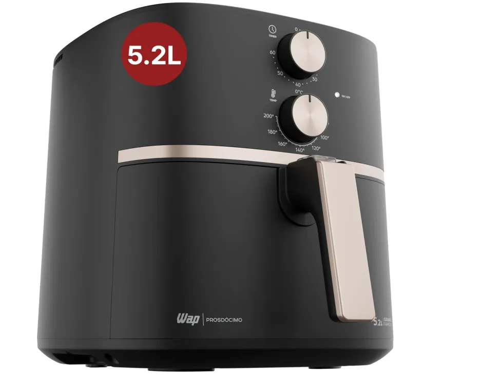 Wap Fritadeira Eltrica Air Fryer Grand Family 5,2 Litros, Temperatura Ajustvel, Revestimento Antiaderente, 1500w 220v