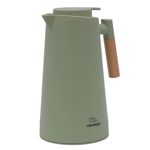 Mimo Style Garrafa Trmica Vetro Verde Com Cabo Madeira 1l
