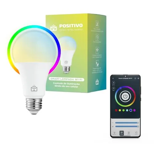 Smart Lmpada Wi-fi Positivo Casa Inteligente, Iluminao Branca E Rgb (16mi Cores), 9w, 806 Lmens, Led, Bivolt, Alexa E Google Assistente