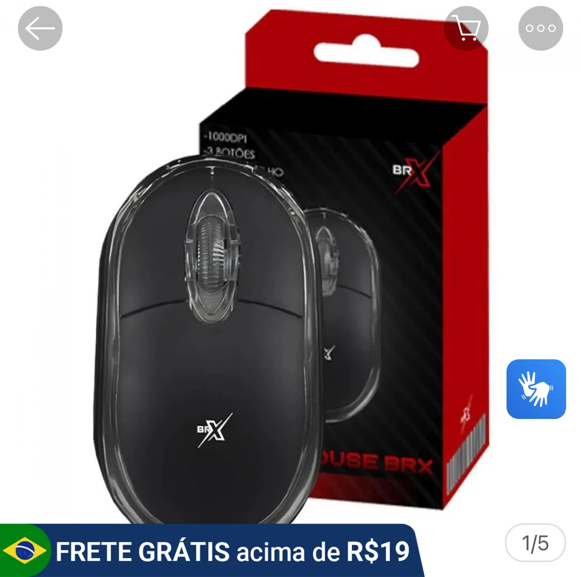 Mouse Com Fio Office Brx, 1000 Dpi, Led Vermelho, 3 Botes, Black, 51049225