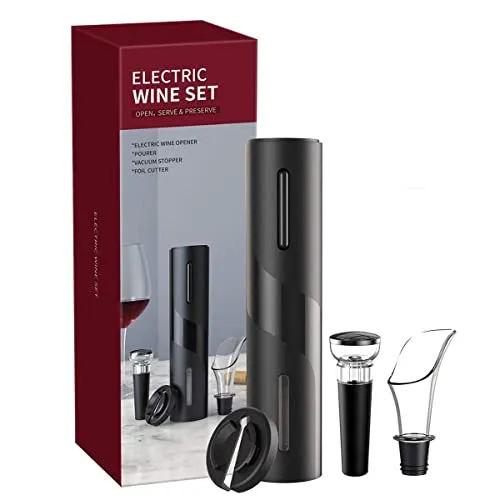 Kit Abridor De Vinho Eltrico Pilha Preto