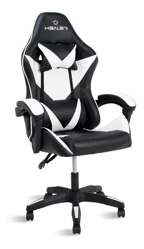 Cadeira De Escritrio Healer Lancer Gamer Preta E Branca Com Estofado