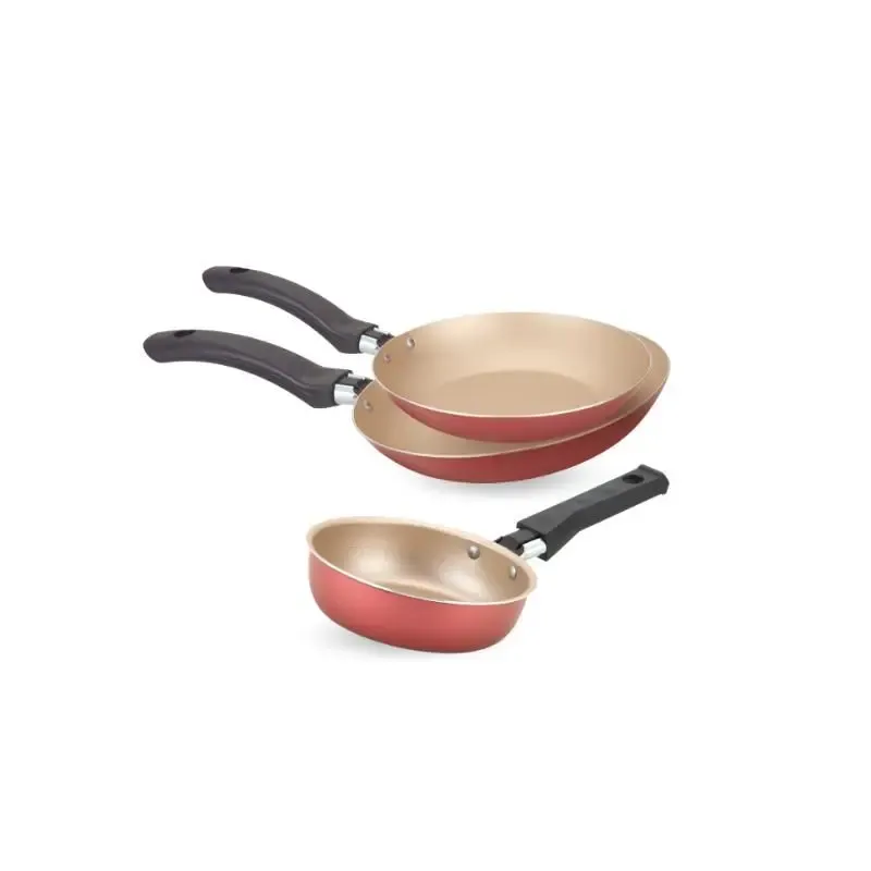 Conjunto De Frigideiras Francesa Antiaderente 3 Ps Bege Cereja