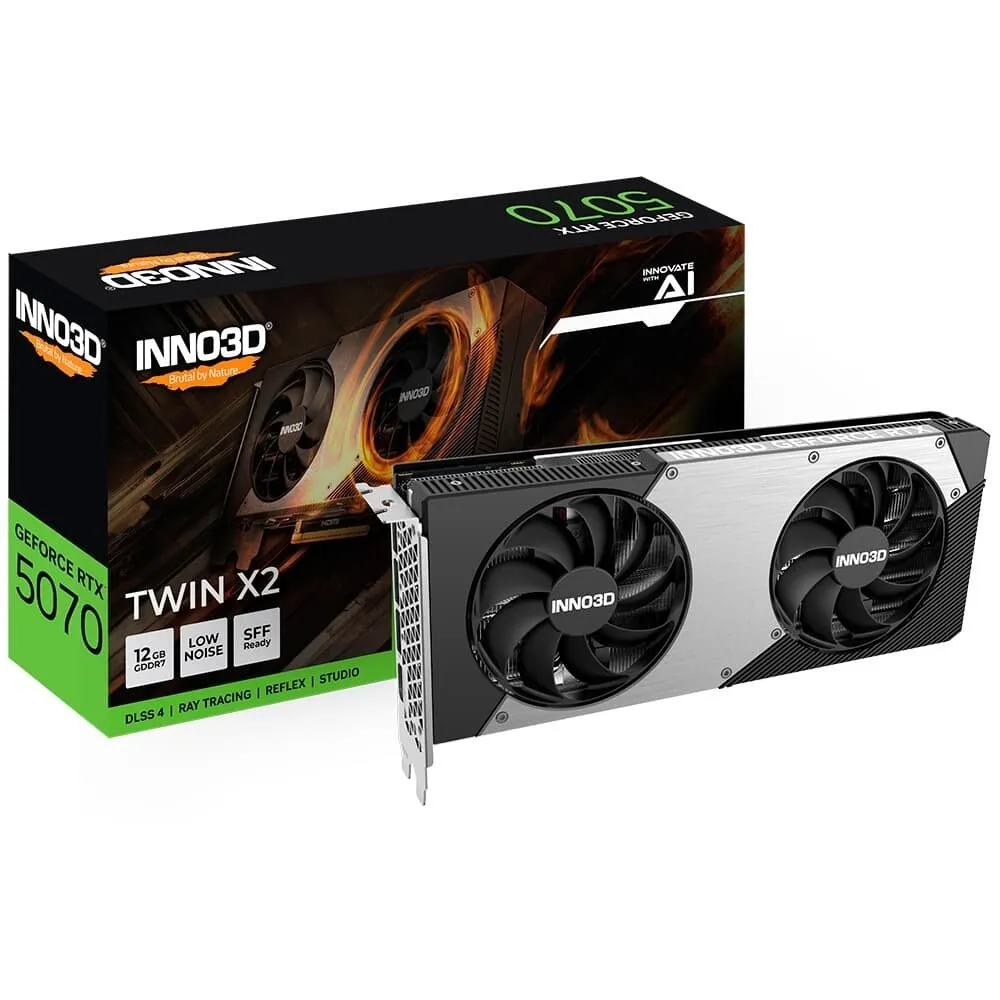 Placa De Vdeo Inno3d Rtx 5070 Twin X2 Nvidia Geforce, 12gb, Gddr7, Ray Tracing, Blackwell, Dlss 4 - N50702-12d7-195064n