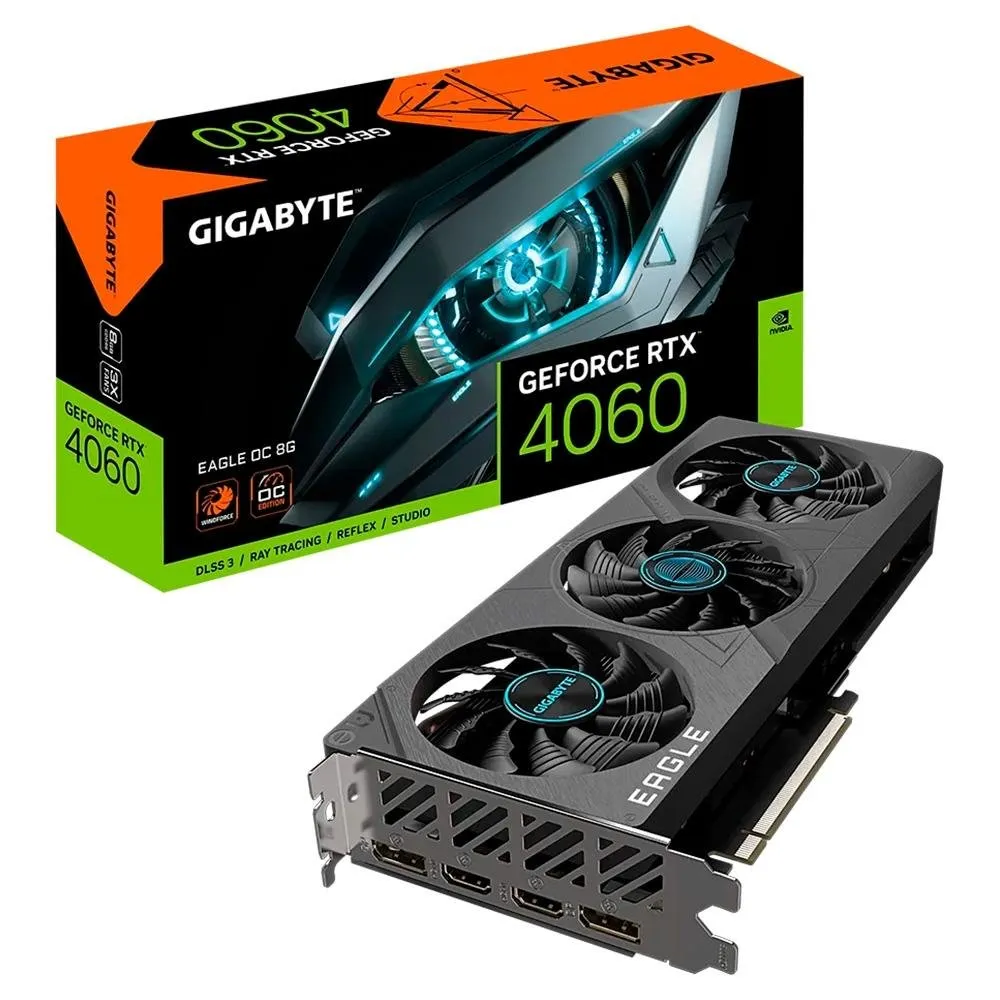 Placa De Vdeo Rtx 4060 Eagle Oc Gigabyte Nvidia Geforce, 8gb Gddr6, Dlss, Ray Tracing - Gv-n4060eagle Oc-8gd