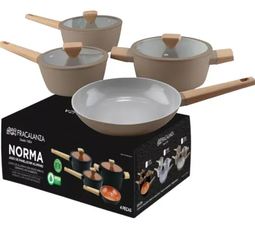 Conj De Panelas 4 Peas Ceramic Cor Fendi Mocha - Fracalanza