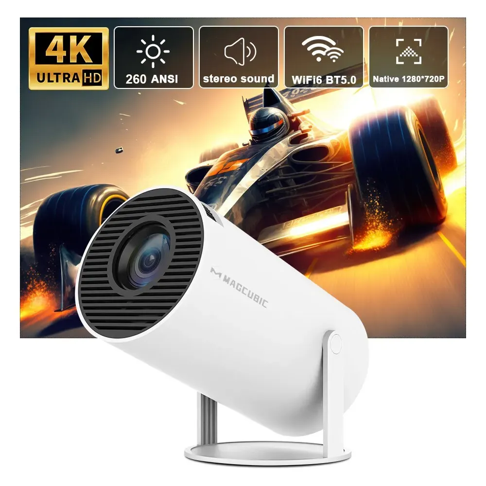 [taxa Inclusa] Projetor Hy300 4k Android 11 Wifi6 200 Ansi H713 Bt5.0 1080p 1280 720p Casa-projetores-aliexpress