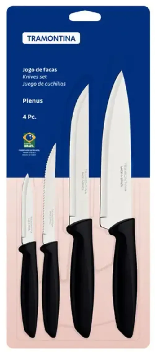 [+por- R$20,77] Tramontina Jogo Facas Inox 4pc Plenus Pre, Preto