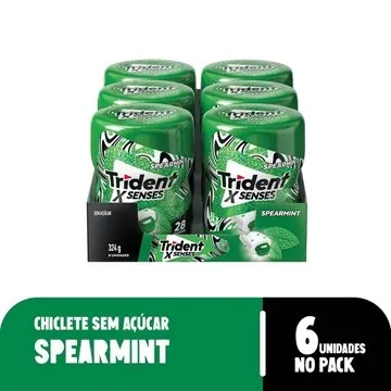 [r$ 6,81 Cada] Chiclete Trident Xsenses Spearmint Sem Acar Menta Garrafa - Caixa Com 6 Unidades
