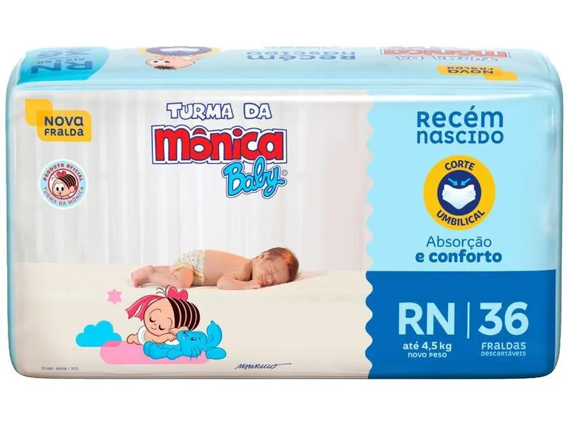 Fralda Turma Da Mnica Baby Tam. Rn At 4,5kg 36 Unidades Por Parcote.