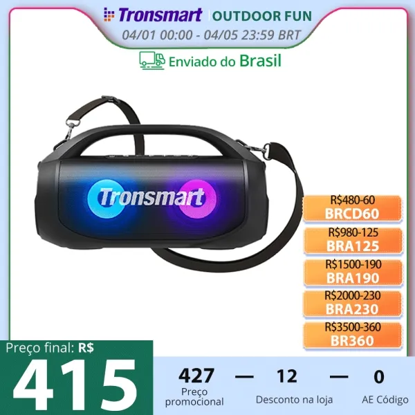 [do Brasil] Caixa De Som Bluetooth Porttil Potente Tronsmart Bang Se