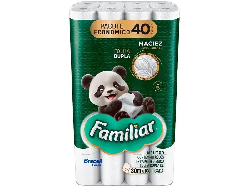 Papel Higinico Folha Dupla Bracell Familiar 40 Rolos 30m