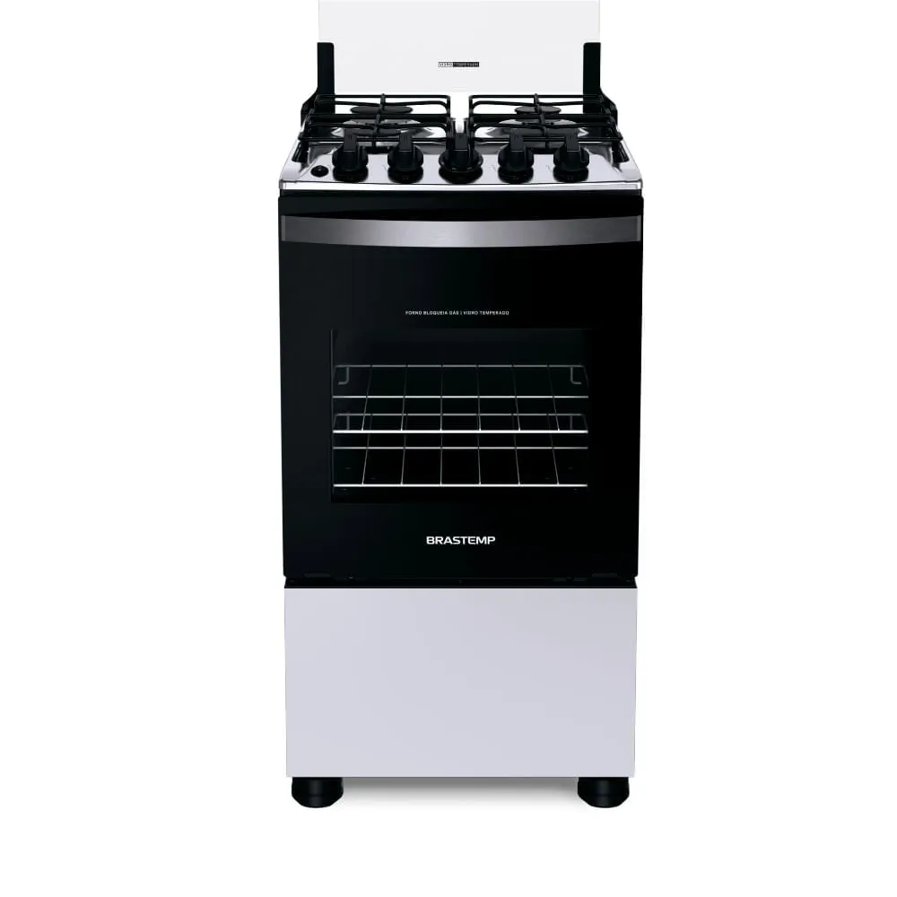 Fogo Brastemp 4 Bocas Branco Com Duas Prateleiras Com Alturas Ajustveis - Bfo4nbb Bivolt