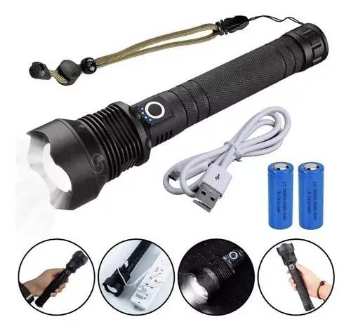 Lanterna Ttica Militar Led P90 Ultra Potente Mais Forte 2km Com Zoom