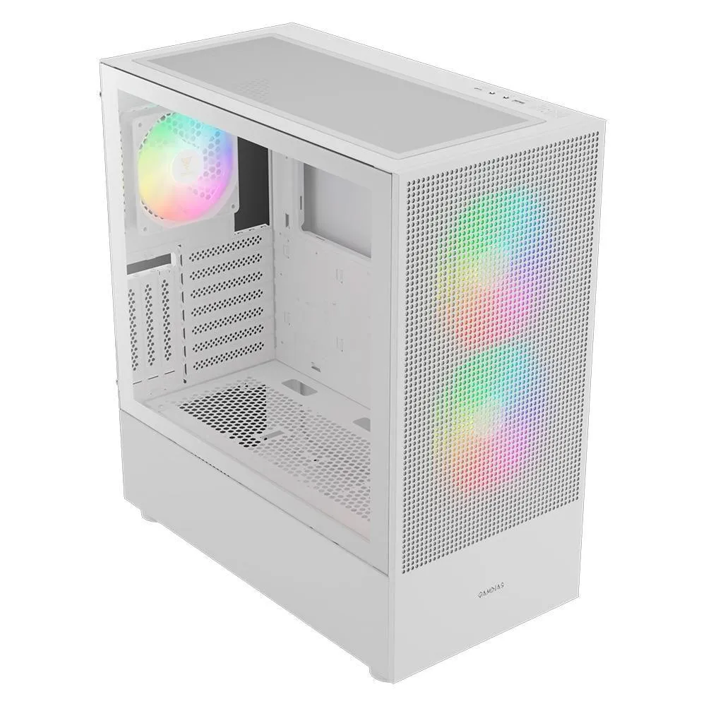 Gabinete Gamer Gamdias Talos E3 Mesh Elite, Vidro Temperado, Mid Tower, Com 3 Fans Argb, Sem Fonte, White