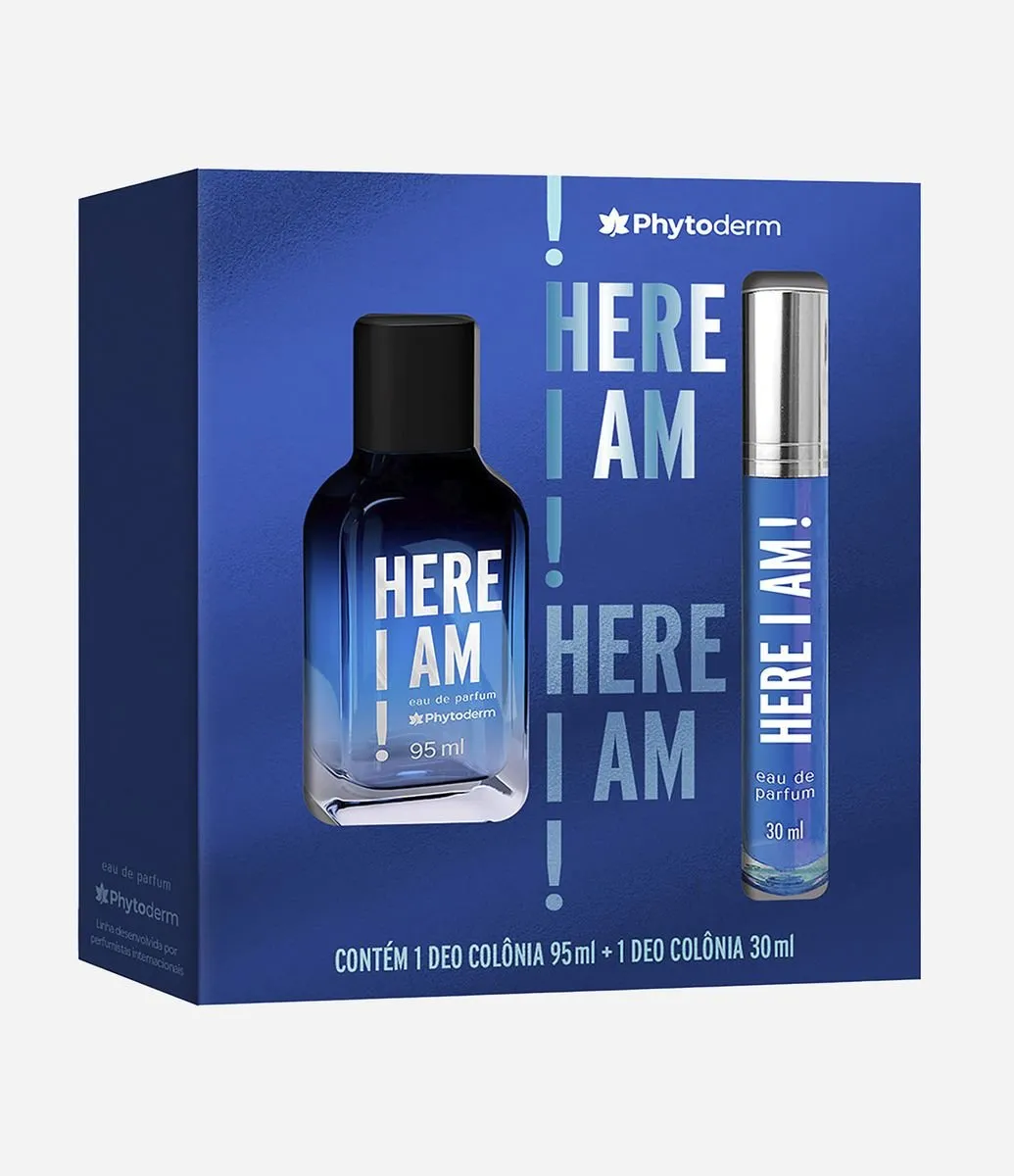 Kit Phytoderm Masculino Here I Am Eau De Parfum 95ml + Perfume Here I Am Eau De Parfum 30ml Kit