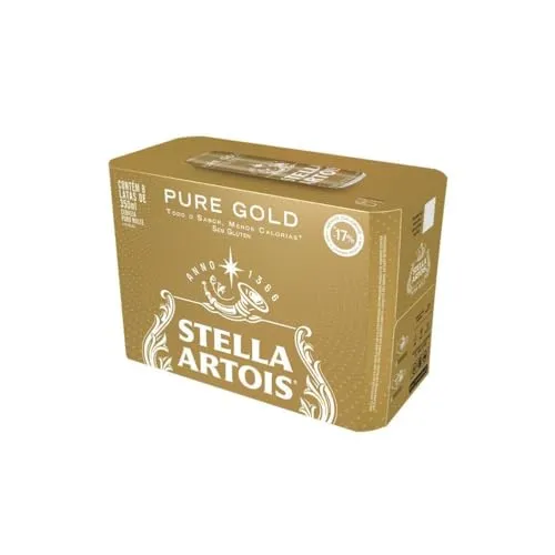 [rec] Cerveja Stella Artois Pure Gold, Lata, 350ml, Caixa 8 Unidades