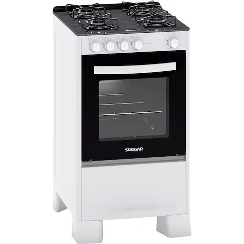 Fogo De Piso Suggar 4 Bocas Com Mesa De Vidro Brancofgv410br  Bivolt