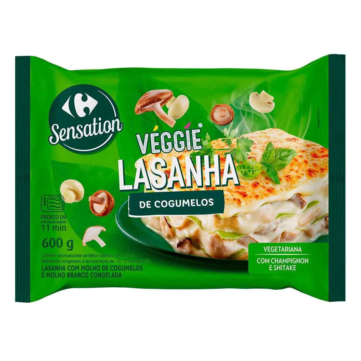[2 Por R$7.57] [regional] Lasanha Veg Cogumelos Carrefour Veggie 600g