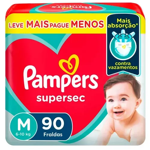 [leve 2 Pague R$ 67,43 Cada] Fralda Descartvel Pampers Supersequinha M 90 Unidades