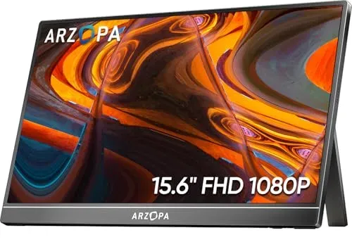 Monitor Porttil Arzopa 15,6'' Fhd 1080p - Monitor Ultra Fino Para Laptop Com Suporte - Display Ips Para Pc, Mac, Celular