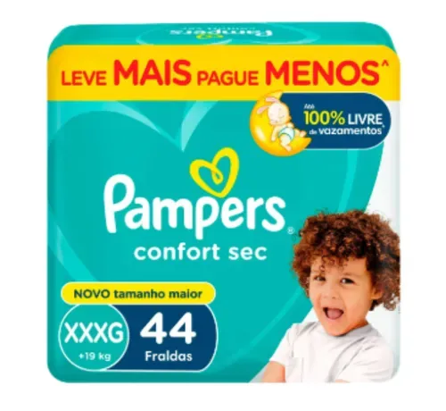 [regional/ Levando 2+] Fralda Descartvel Pampers Confort Sec Xxxg 44 Unidades