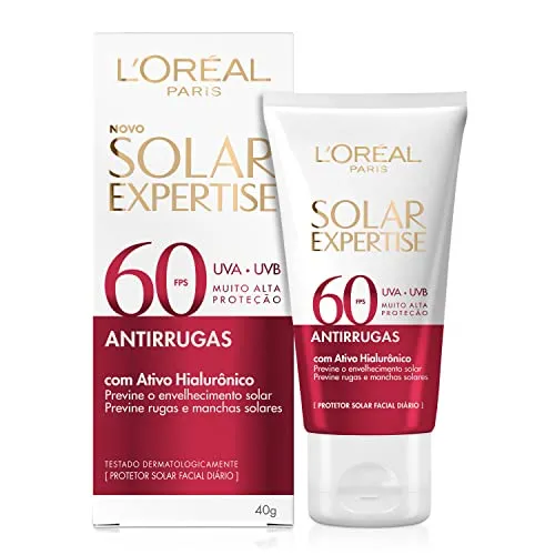 [+por- & Rec R$ 16,99] L'oral Paris Protetor Solar Facial Antirrugas Fps60 Com Ativo Hialurnico Solar Expertise, 40g