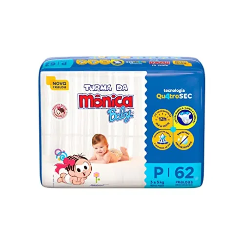 [rec] Fralda Turma Da Mnica Baby Mega P 62 Unidades