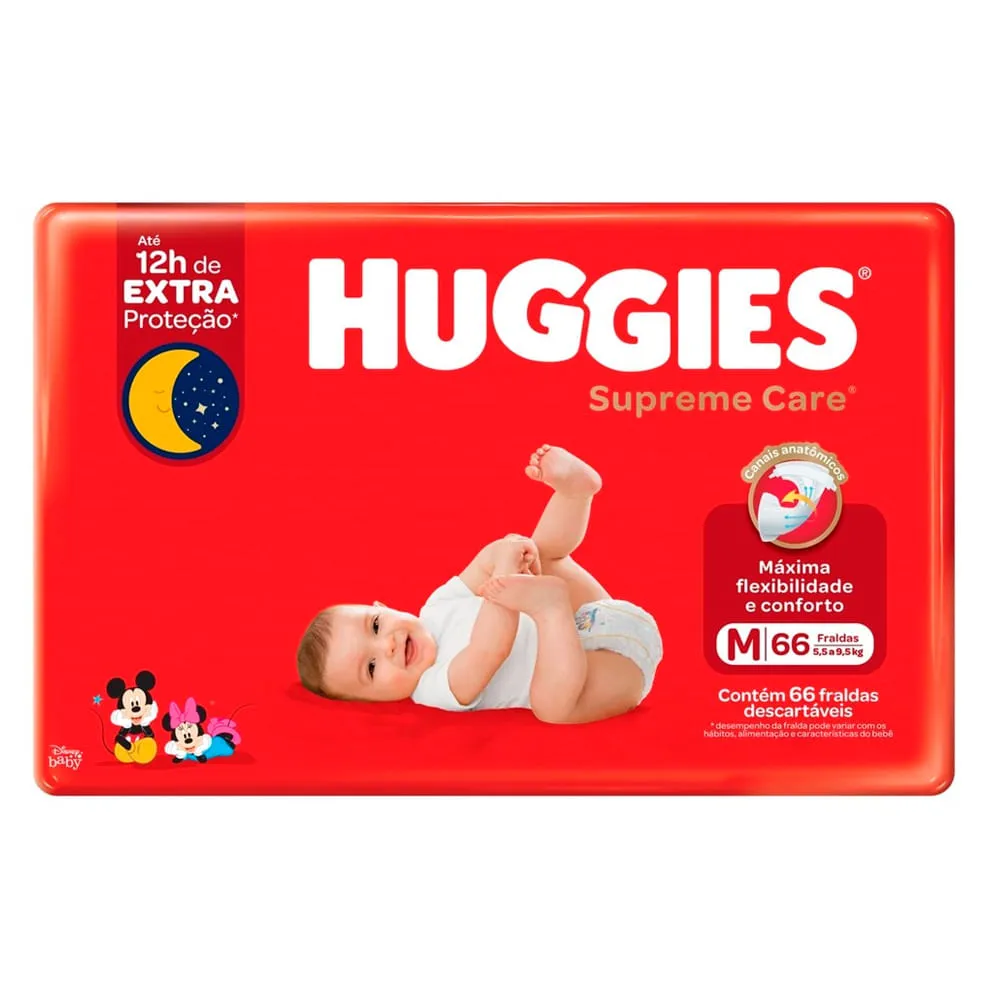 Fralda Huggies Supreme Care M 66 Unidades - Vencimento Abril