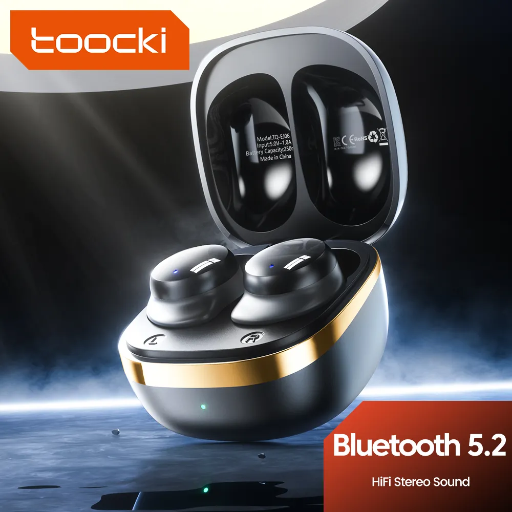 [moedas/leve 3 R$52]toocki-fones De Ouvido Bluetooth Sem Fio Com Microfone, Fones De Ouvido Tws, Mini Fones De Ouvido, Controle Toque, Bluetooth V5.2
