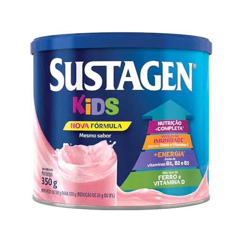 [rec] Sustagen Kids Complemento Alimentar Sabor Morango - Lata 350g