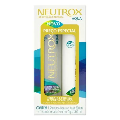 Kit Shampoo 300 Ml + Condicionador 200 Ml Neutrox Aqua Com Ativador De Aquaporinas E gua De Coco Preo Especial