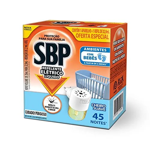 Repelente Eltrico Lquido Sbp 45 Noites Cheiro Suave Novo Aparelho + Refil