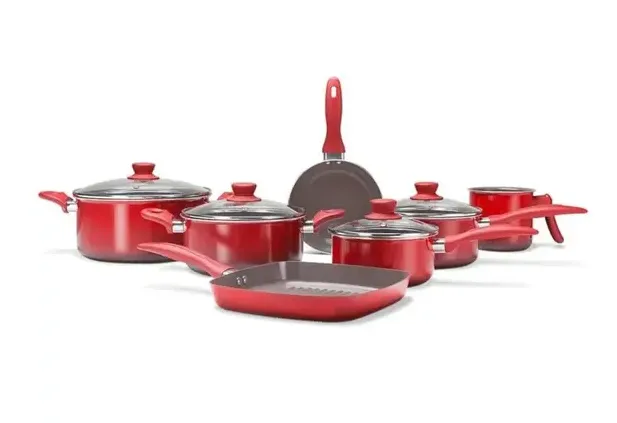 Conjunto De Panelas Antiaderentes Ceramic Life Easy 7 Peas Vermelho - Brinox, Alumnio, Revestimento Cermico