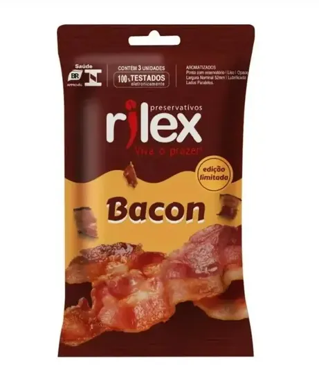 Preservativo Lubrificado Com Aroma De Bacon Rilex 3 Unidades