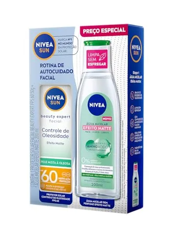 Nivea Kit Sun Facial Beauty Oleosidade Fps60 50ml + gua Micelar Efeito Matte 200ml
