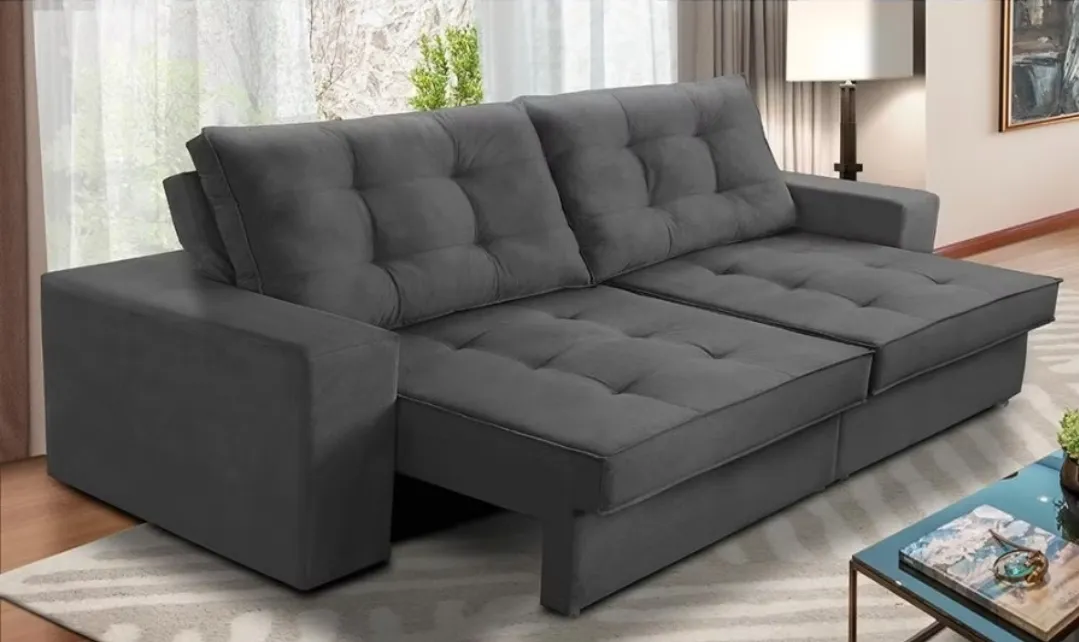 Sof Retrtil Reclinvel 1,5m Com Molas