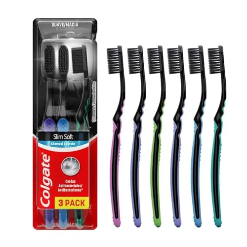 [rec/ +por- R$27,09] Escova De Dente Colgate Slim Soft Black Com Infuso De Carvo 6 Unid
