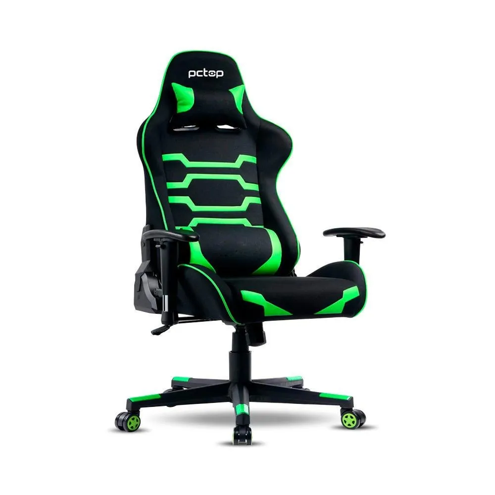Cadeira Gamer Pctop Power, Peso Suportado At 120kg, Mecanismo Borboleta, Preta E Verde - X-2555