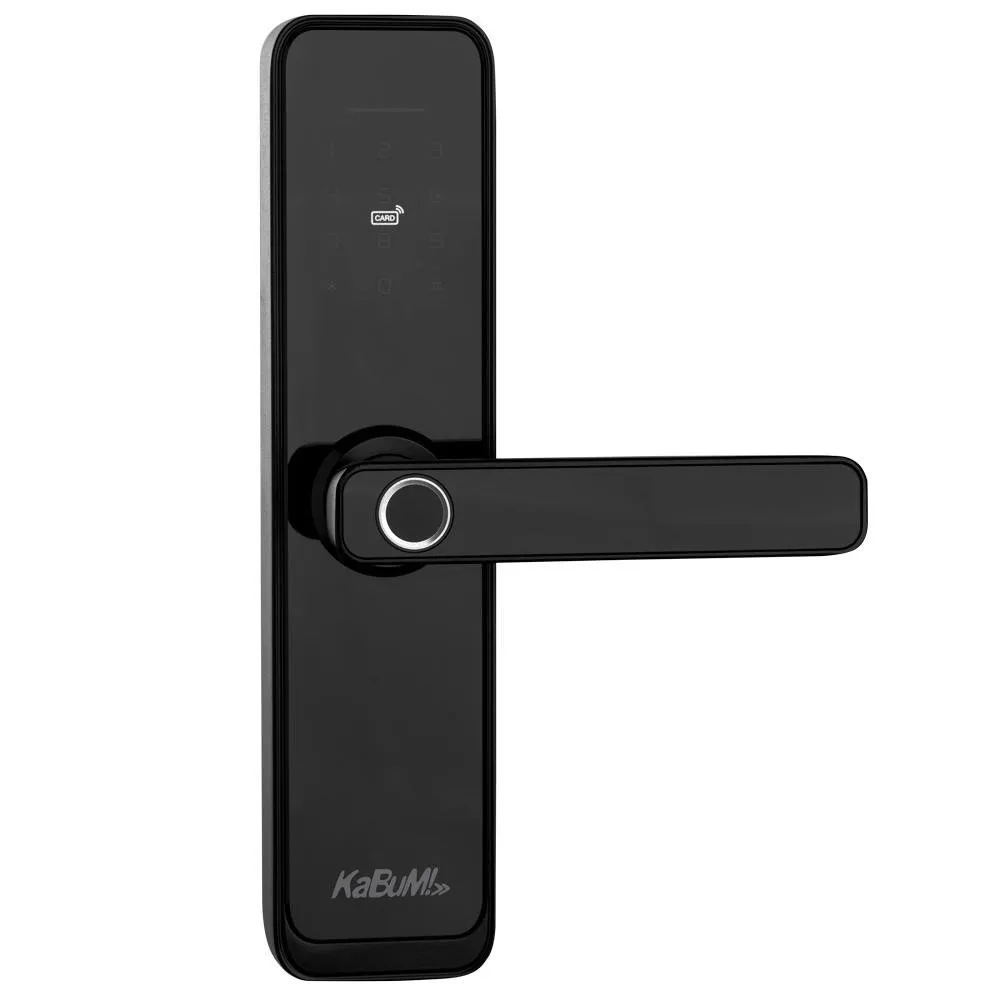 Fechadura Digital Kabum! Smart 500 - Biometria, Controle Via Aplicativo, Vidro Preto (com Maaneta) - Kbsg001