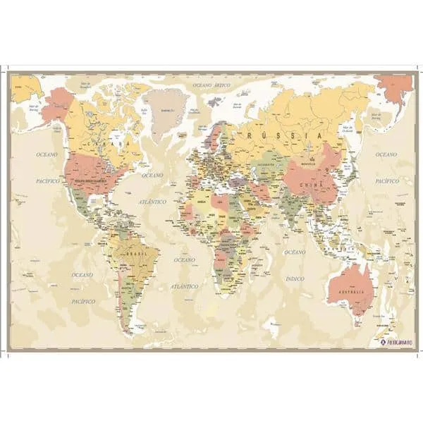 Mapa Mundi Retr Adesivado 105 Artigianato Cx 1 Un - Escolar - Kalunga