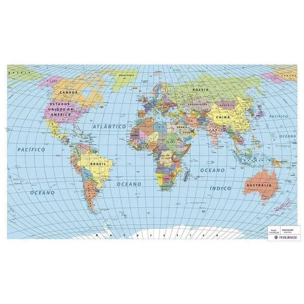 Mapa Mundi Plastificado 103 Artigianato Cx 1 Un - Escolar - Kalunga