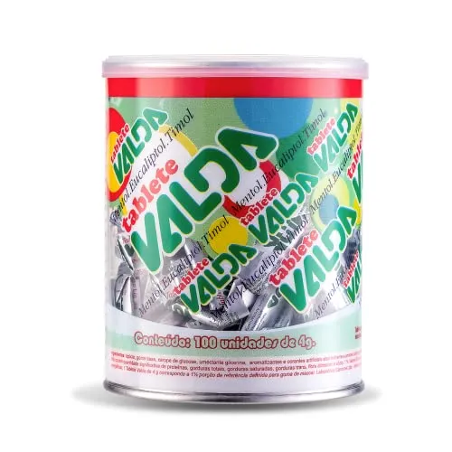 Pastilhas Valda Chiclete Valda Tablete Classic Com Mentol Eucaliptol E Timol Pote 100 Unidades
