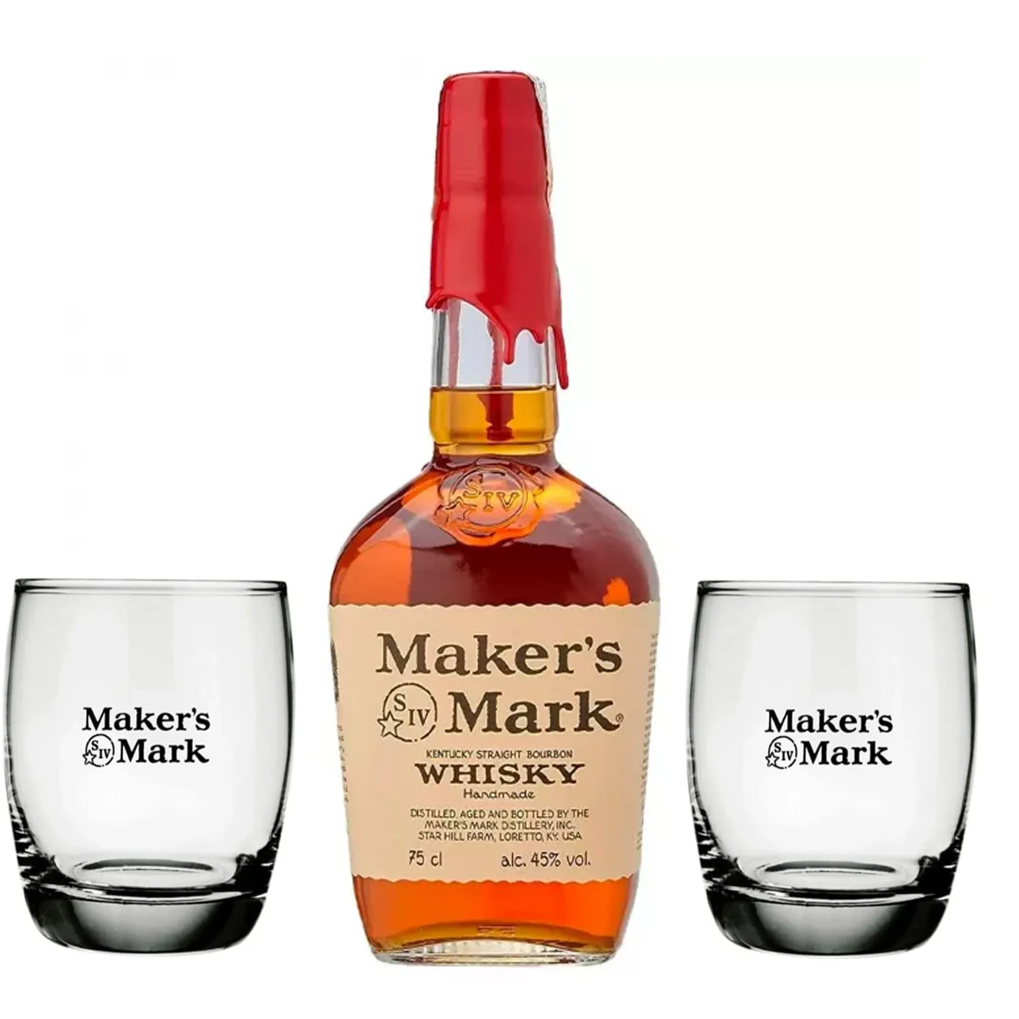 Whisky Maker's Mark Bourbon 750ml + 02 Copos Vidro